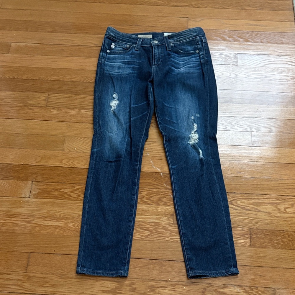 AG Adriano Goldschmied Dark Blue Distressed Women's Jeans 25 The Beau